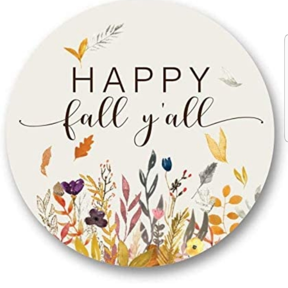 50 ct 1.5"" Happy fall y'all stickers.